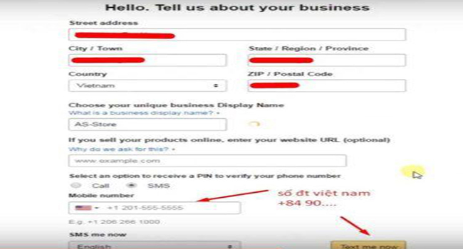 Nhập th&ocirc;ng tin cửa h&agrave;ng, doanh nghiệp